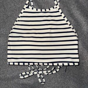 Aerie Navy and White Striped Halter Top